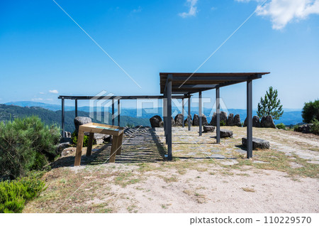 The viewpoint of Junceda, at an altitude of 915 meters, where entire valley of the Geres river can be seen, mountains on the background 110229570