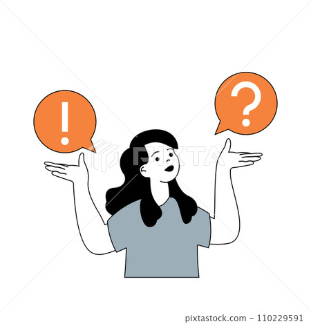 Business and finance concept with cartoon people in flat design for web. Woman thinking and brainstorming for looking opportunity. Vector illustration for social media banner, marketing material. Business and finance concept with cartoon people in flat design for web. Woman thinking and brainstorming for looking opportunity. Vector illustration for social media banner, marketing material. 110229591