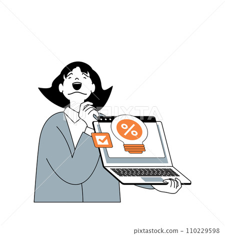 Business and finance concept with cartoon people in flat design for web. Businesswoman getting financial success and profit growth. Vector illustration for social media banner, marketing material. 110229598