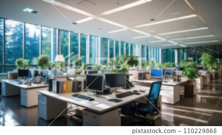 Blurred Photo of an empty open space office. 110229868