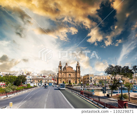 view on Msida Parish Church in Valletta 110229871