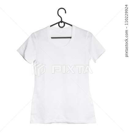 white woman t-shirt on hanger 110229924