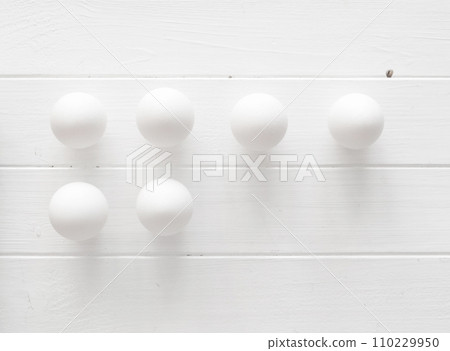 eggs on a wooden table 110229950