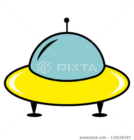 UFO space transport in cartoon style. World UFO Day, color vector illustration. UFO space transport in cartoon style. World UFO Day, color vector illustration. 110230197