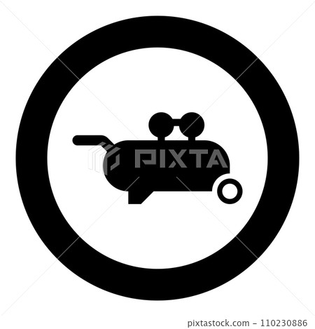 Air compressor pneumatic icon in circle round black color vector illustration image solid outline style 110230886