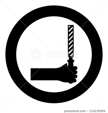 File tool in hand metal rasp in arm use manual instrument equipment for carpentry work icon in circle round black color vector illustration image solid outline style 110230894