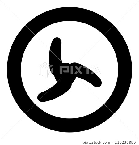 Screw of ship propeller fan turbine three-bladed icon in circle round black color vector illustration image solid outline style Screw of ship propeller fan turbine three-bladed icon in circle round black color vector illustration image solid outline style 110230899