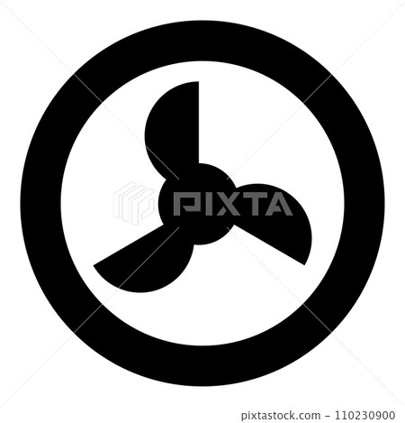 Screw of ship propeller fan turbine three-bladed icon in circle round black color vector illustration image solid outline style Screw of ship propeller fan turbine three-bladed icon in circle round black color vector illustration image solid outline style 110230900