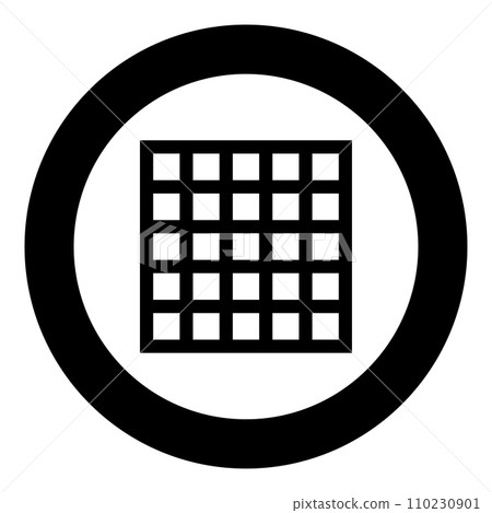 Grating grate lattice trellis net mesh BBQ grill grilling surface square shape icon in circle round black color vector illustration image solid outline style Grating grate lattice trellis net mesh BBQ grill grilling surface square shape icon in circle round black color vector illustration image solid outline style 110230901