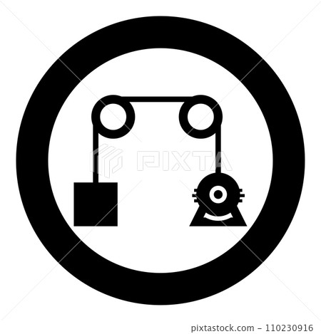 Gravity engine icon in circle round black color vector illustration image solid outline style Gravity engine icon in circle round black color vector illustration image solid outline style 110230916