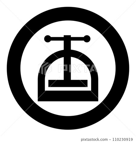 Manual press icon in circle round black color vector illustration image solid outline style 110230919