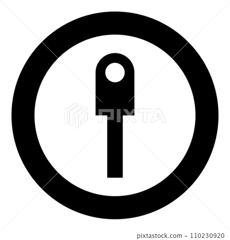 Cable lug electrical contact and wire club connector bolt connection crimp terminal icon in circle round black color vector illustration image solid outline style Cable lug electrical contact and wire club connector bolt connection crimp terminal icon in circle round black color vector illustration image solid outline style 110230920