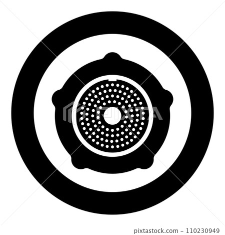 Grate for meat grinder plate mincer device for growing shallow of meat lattice with nut screw female screw pawl stop latch holder icon in circle round black color vector illustration image solid 110230949