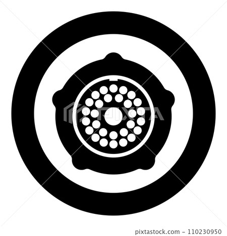 Grate for meat grinder plate mincer device for growing shallow of meat lattice with nut screw female screw pawl stop latch holder icon in circle round black color vector illustration image solid 110230950