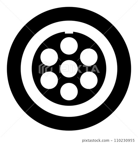 Grate for meat grinder plate mincer device for growing shallow of meat lattice sieve icon in circle round black color vector illustration image solid outline style 110230955