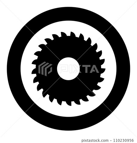 Round knife millstone circular saw disc icon in circle round black color vector illustration image solid outline style 110230956