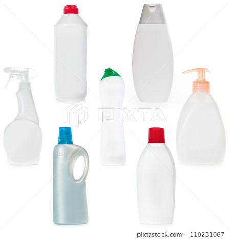 different bottles of household chemicals 110231067