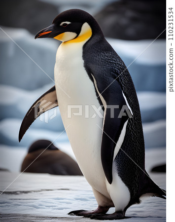 Detailed sepiatoned fantasystyle highquality Antarctic penguin. Detailed sepiatoned fantasystyle highquality Antarctic penguin. 110231534