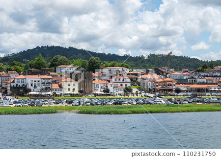 Ponte de Lima, town in Northern Portugal near Viana do Castelo, view of town and river 110231750