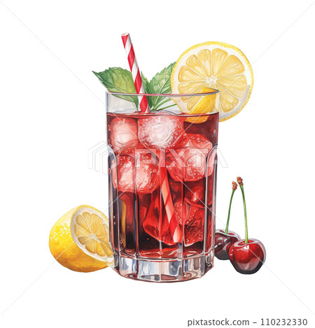 Drink with a straw and lemon. AI generated image 110232330