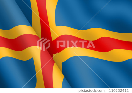 Aland Islands waving flag 3d illustration wind ripple 110232411