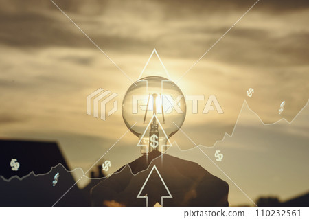 Concept of financial ideas and well-being during market growth. Concept of financial ideas and well-being during market growth. 110232561