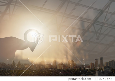 The concept of searching for a location point in urban. 110232568