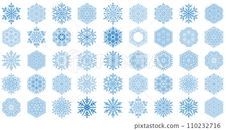 Set of Round Snowflakes With Winter Ornament. Collection of Snowflakes in Different Styles 110232716