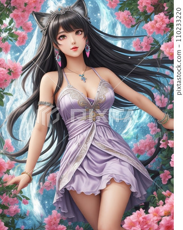 一個穿著鮮花的女孩的插圖 一個穿著鮮花的女孩的插圖 110233220