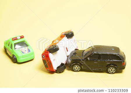 Car crash accident on a yellow background. Insurance concept Car crash accident on a yellow background. Insurance concept 110233309