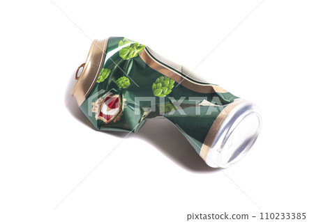 Empty crumpled can from energy drink or beer Empty crumpled can from energy drink or beer 110233385