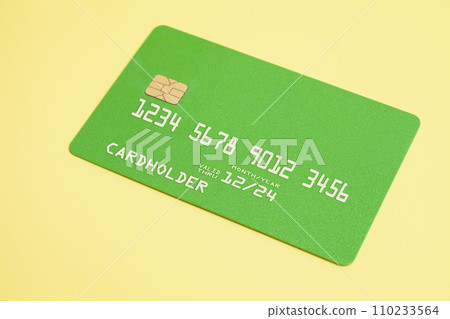 Bank Credit Card On Yellow Background. Bank Credit Card On Yellow Background. 110233564