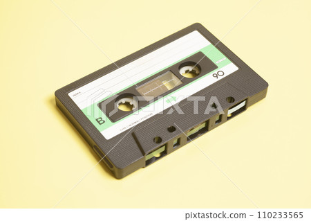 Close up of retro audio cassette tape. Close up of retro audio cassette tape. 110233565