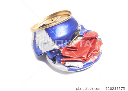 Empty crumpled can from energy drink or beer Empty crumpled can from energy drink or beer 110233575