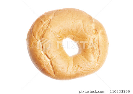 Fresh wheat round white bread bagel isolated on white background, top view Fresh wheat round white bread bagel isolated on white background, top view 110233599
