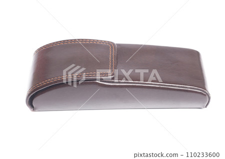 brown leather eyeglasses case isolated on white brown leather eyeglasses case isolated on white 110233600