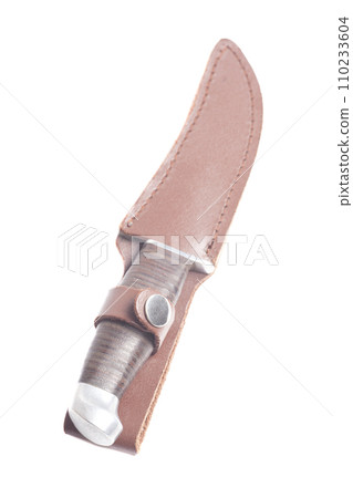 tourist knife in a case isolated on white background. tourist knife in a case isolated on white background. 110233604