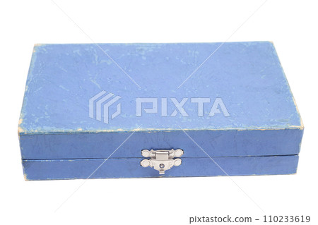Antique cutlery box isolated on white background Antique cutlery box isolated on white background 110233619