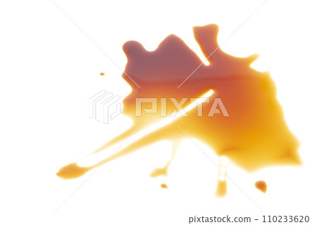 splashes of soy sauce isolated on white, top view 110233620