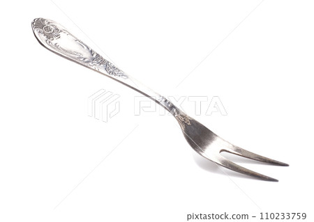 Old Silver Serving Fork isolated on white background Old Silver Serving Fork isolated on white background 110233759