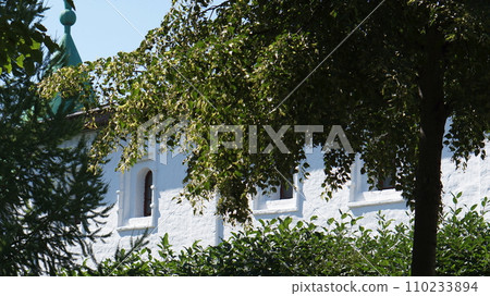 orthodox cathedral fragment white and green orthodox cathedral fragment white and green 110233894