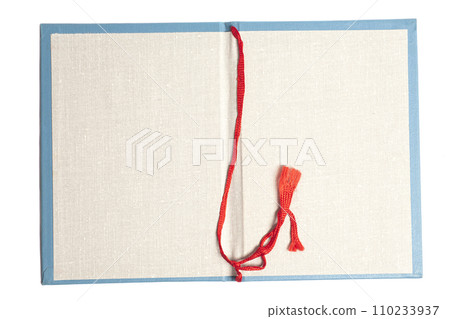 diploma open blank certificate cover with red ribbon. 110233937