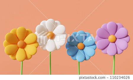 3D flowers. Simple illustration flower. colorful 3D flowers. Simple illustration flower. colorful 110234026