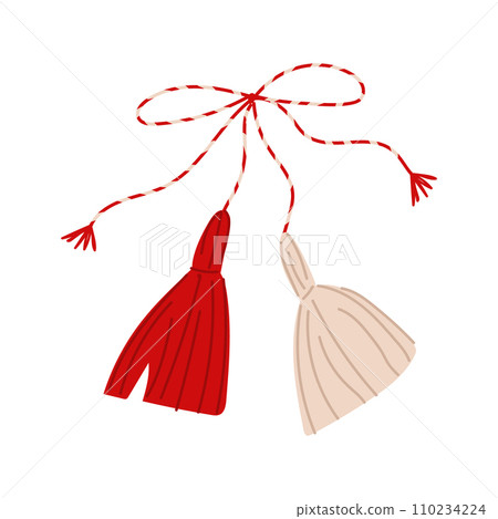 Cute doodle illustration of Martisor. Moldova, Romania and Bulgaria symbol of spring. Cute doodle illustration of Martisor. Moldova, Romania and Bulgaria symbol of spring. 110234224