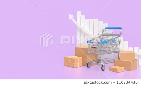 The shopping cart snd box for online marketing concept 3d rendering. The shopping cart snd box for online marketing concept 3d rendering. 110234436