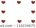 Many red hearts on a white background are arranged in the form of a frame.  110234675