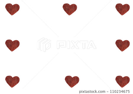 Many red hearts on a white background are arranged in the form of a frame.  110234675
