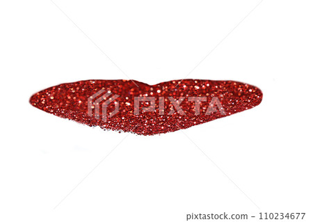 A red, large sequin heart in the center of the image on a white background. A red, large sequin heart in the center of the image on a white background. 110234677