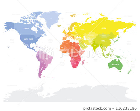 World map. High detailed blank political map of World. Colorful map on white background. World map. High detailed blank political map of World. Colorful map on white background. 110235186
