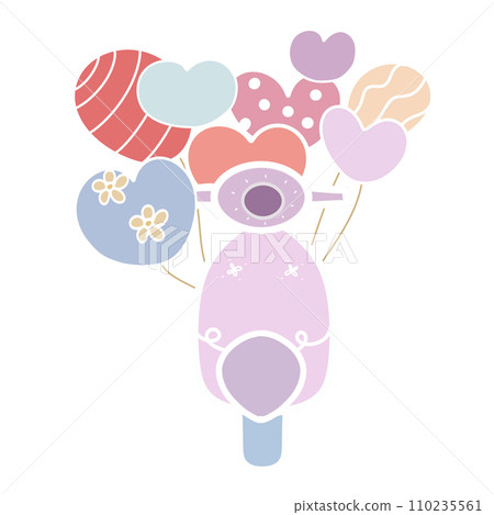 Vespa with heart balloon 110235561